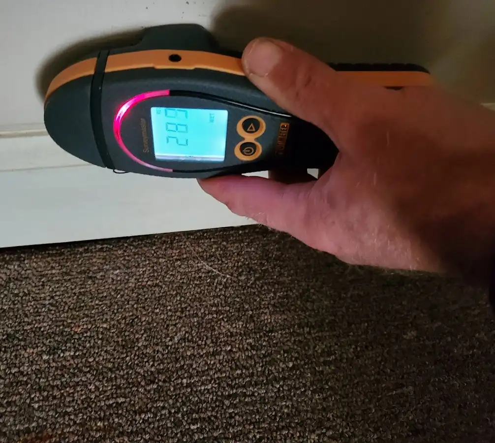 Moisture detection at baseboard during Sewage Cleanup & Sanitation in Middle Valley